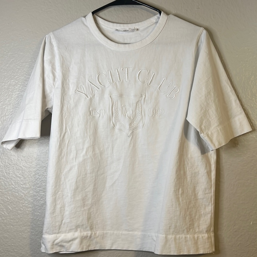 MANGO MNG EMBROIDERED YACHT CLUB OVERSIZED BOX TEE